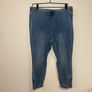 Soft Surroundings Jeans Women's Petite LG Blue Medium Wash Pull On Stretch Denim
